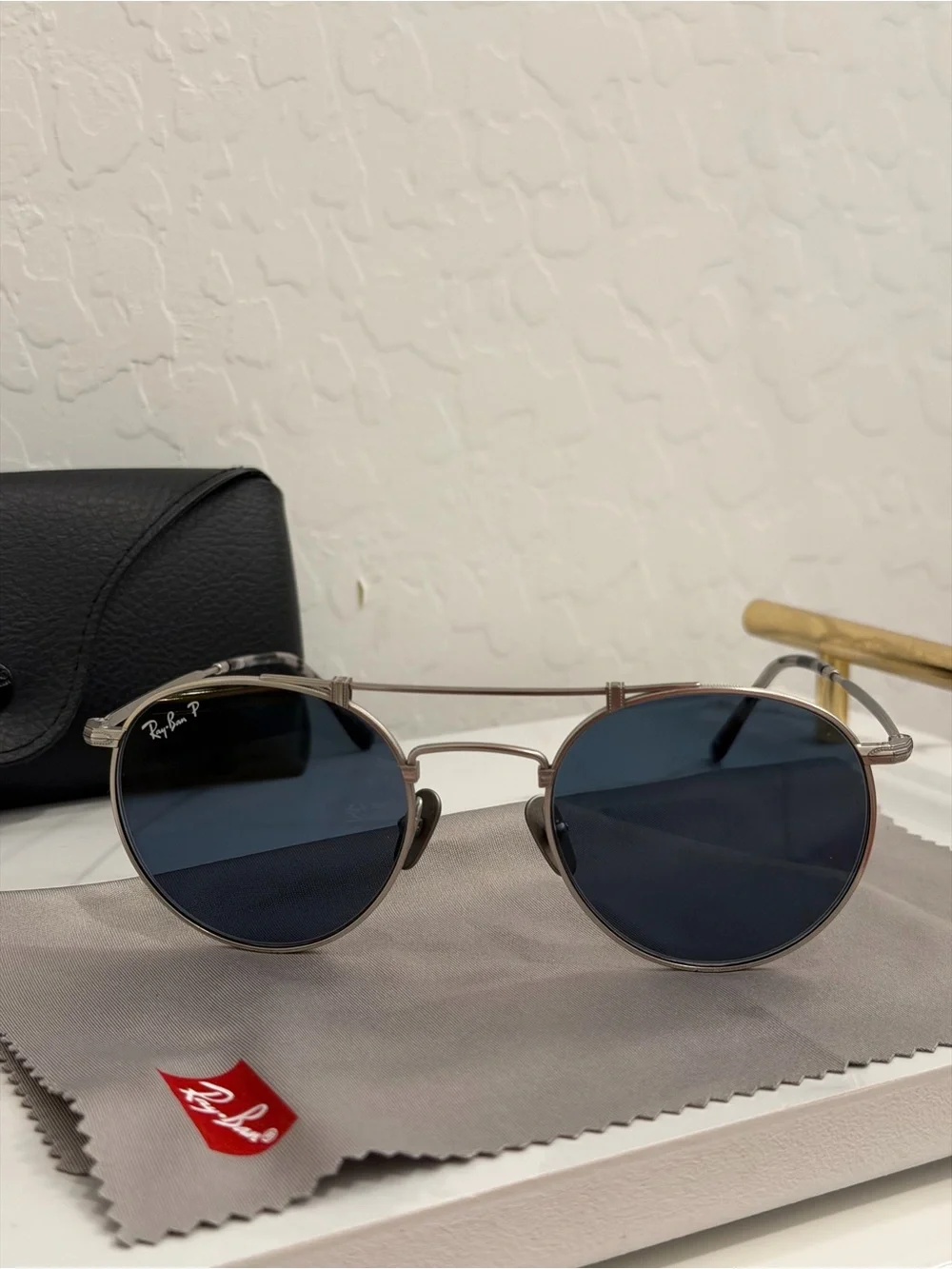 Ray-Ban RB8147M TITANIUM SUNGLASSES Special Edition Round Silver